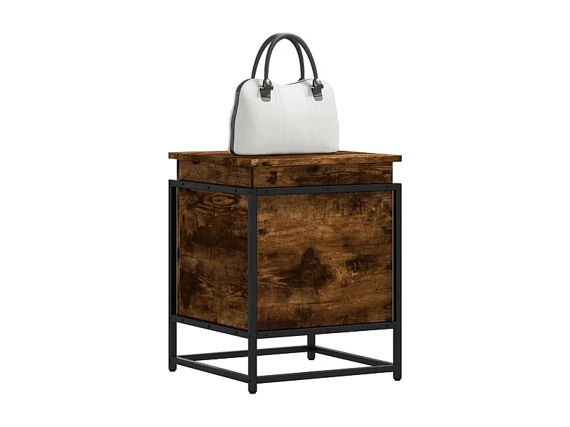 Boîte de rangement avec couvercle chêne fumé bois d'ingénierie