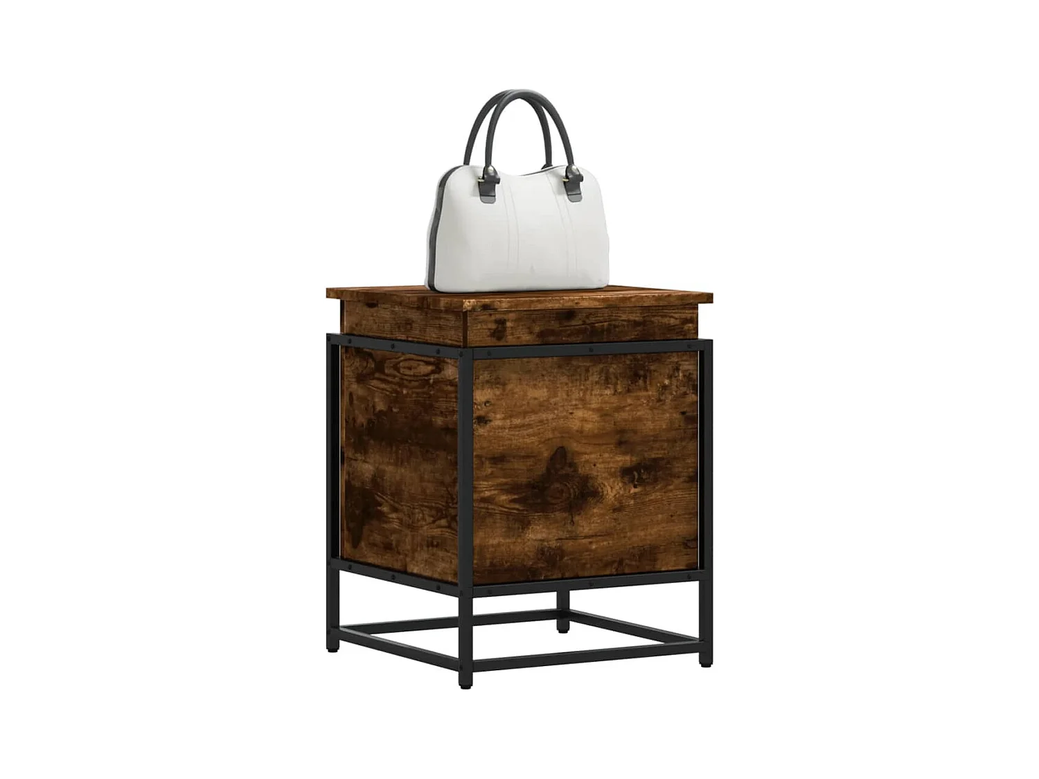 Boîte de rangement avec couvercle chêne fumé bois d'ingénierie