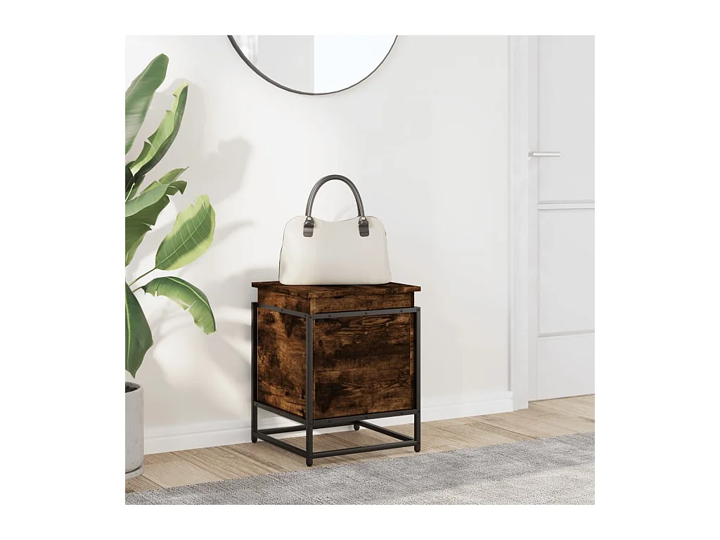 Boîte de rangement avec couvercle chêne fumé bois d'ingénierie
