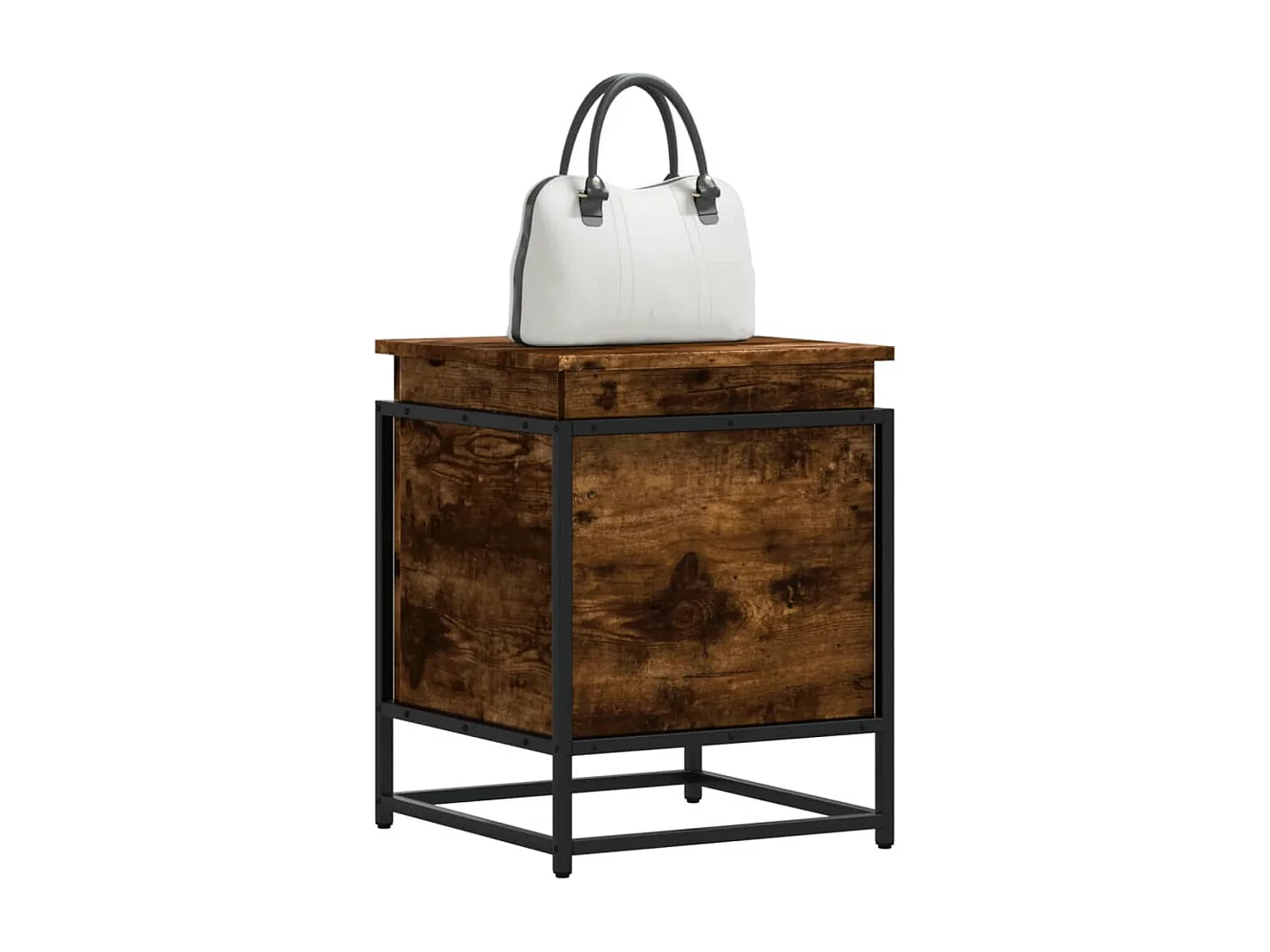 Boîte de rangement avec couvercle chêne fumé bois d'ingénierie