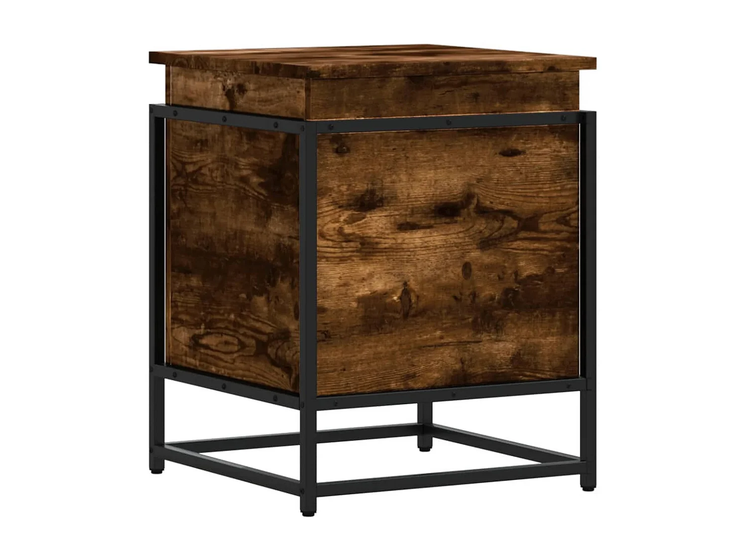 Boîte de rangement avec couvercle chêne fumé bois d'ingénierie