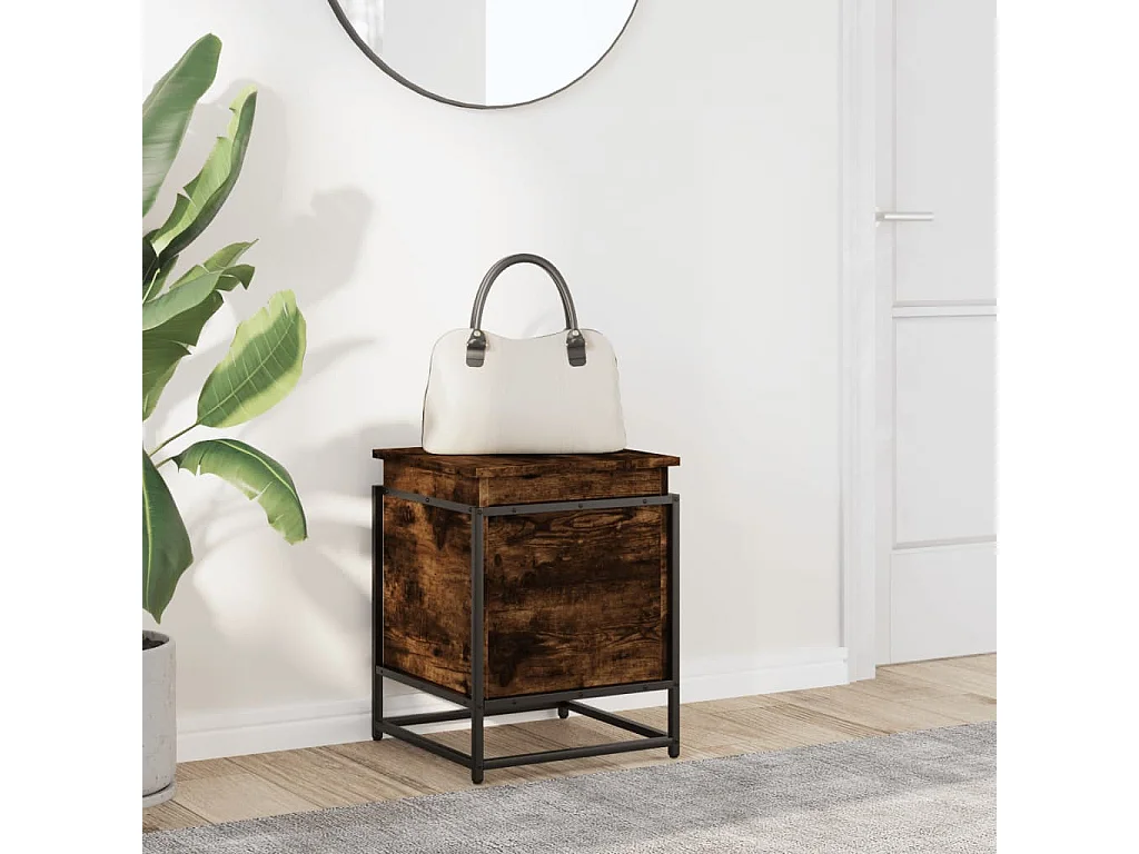 Boîte de rangement avec couvercle chêne fumé bois d'ingénierie