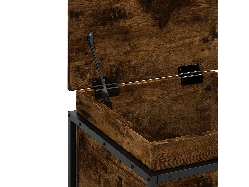 Boîte de rangement avec couvercle chêne fumé bois d'ingénierie