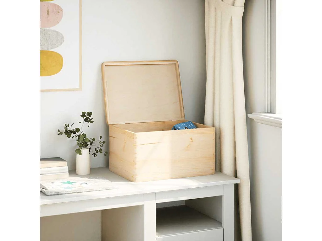 Boîte en bois avec couvercle 40x30x23 cm bois de pin massif