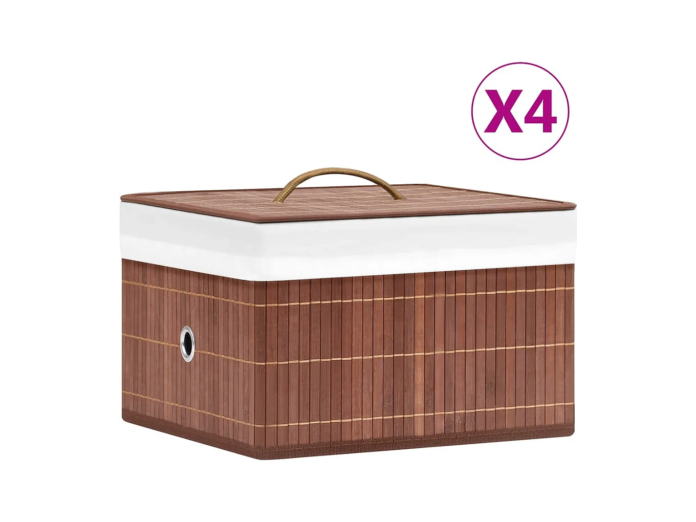 Boîtes de rangement en bambou 4 pcs Marron