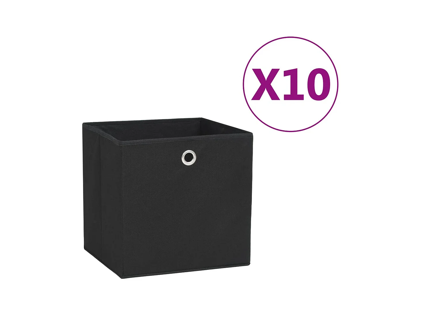 Boîtes de rangement 10 pcs Tissu intissé 28x28x28 cm Noir