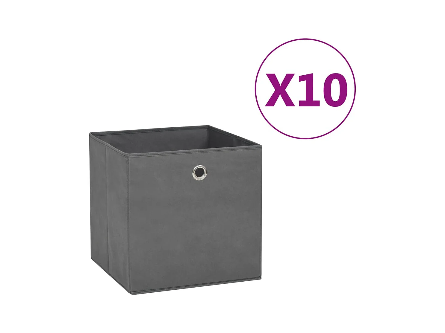 Boîtes de rangement 10 pcs Tissu intissé 28x28x28 cm Gris