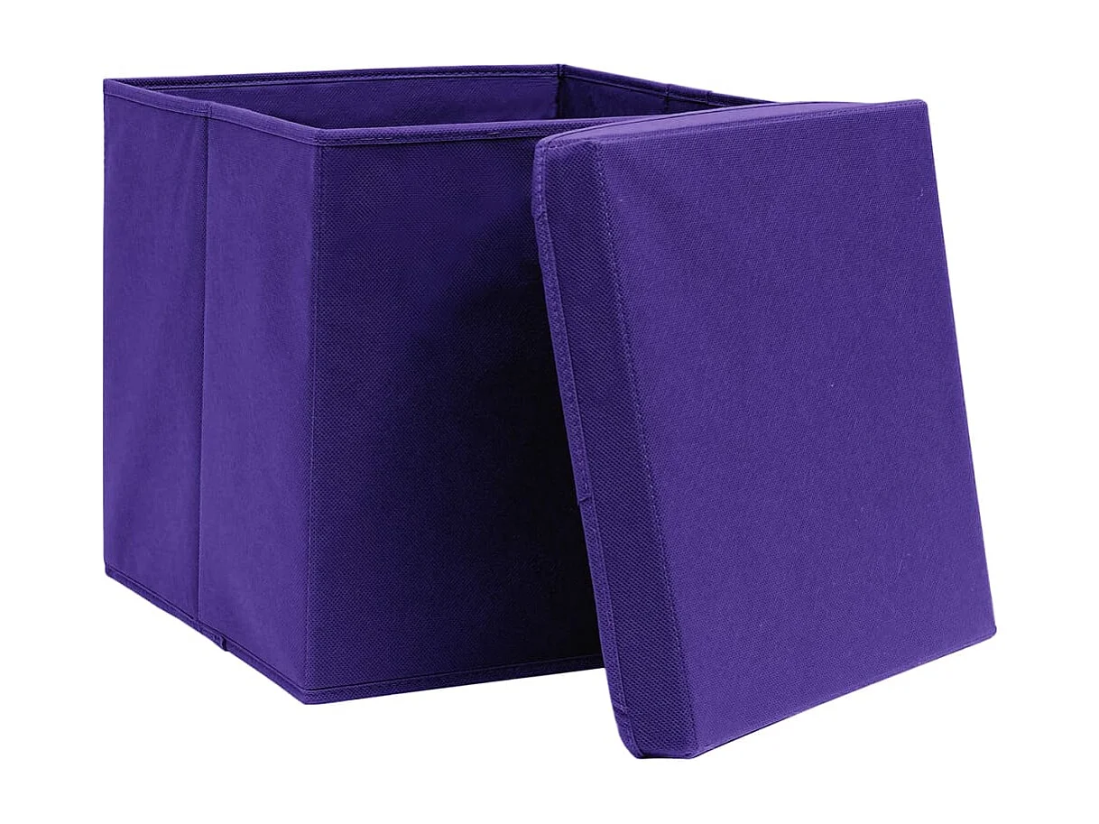 Boîtes de rangement avec couvercles 4 pcs 28x28x28 cm Violet
