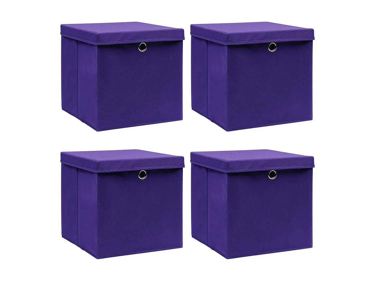 Boîtes de rangement avec couvercles 4 pcs 28x28x28 cm Violet