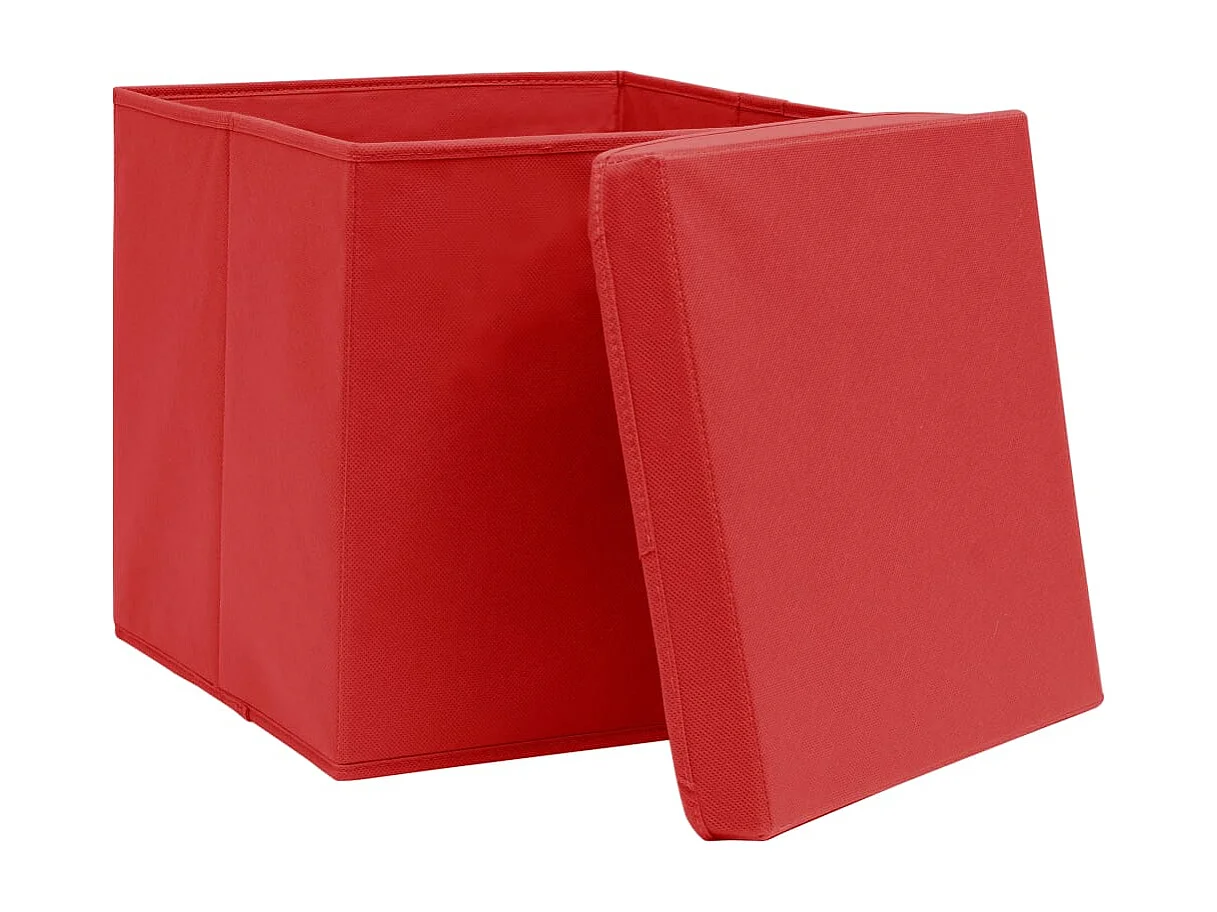 Boîtes de rangement avec couvercles 4 pcs 28x28x28 cm Rouge