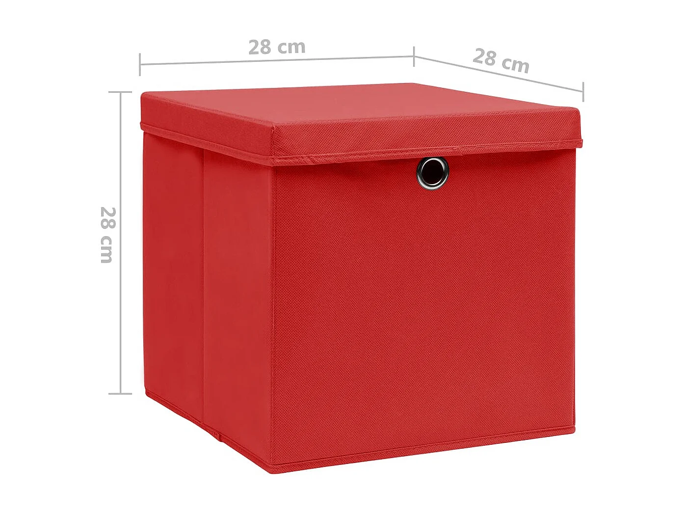 Boîtes de rangement avec couvercles 4 pcs 28x28x28 cm Rouge