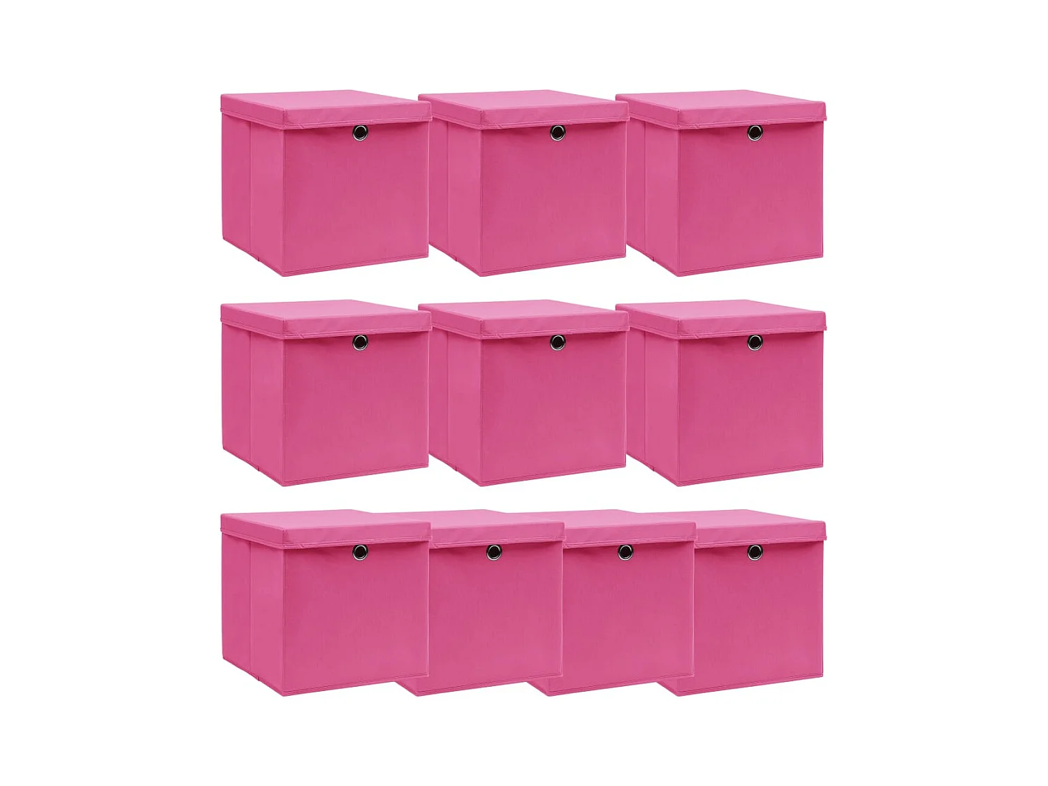 Boîtes de rangement avec couvercles 10pcs Rose 32x32x32cm Tissu