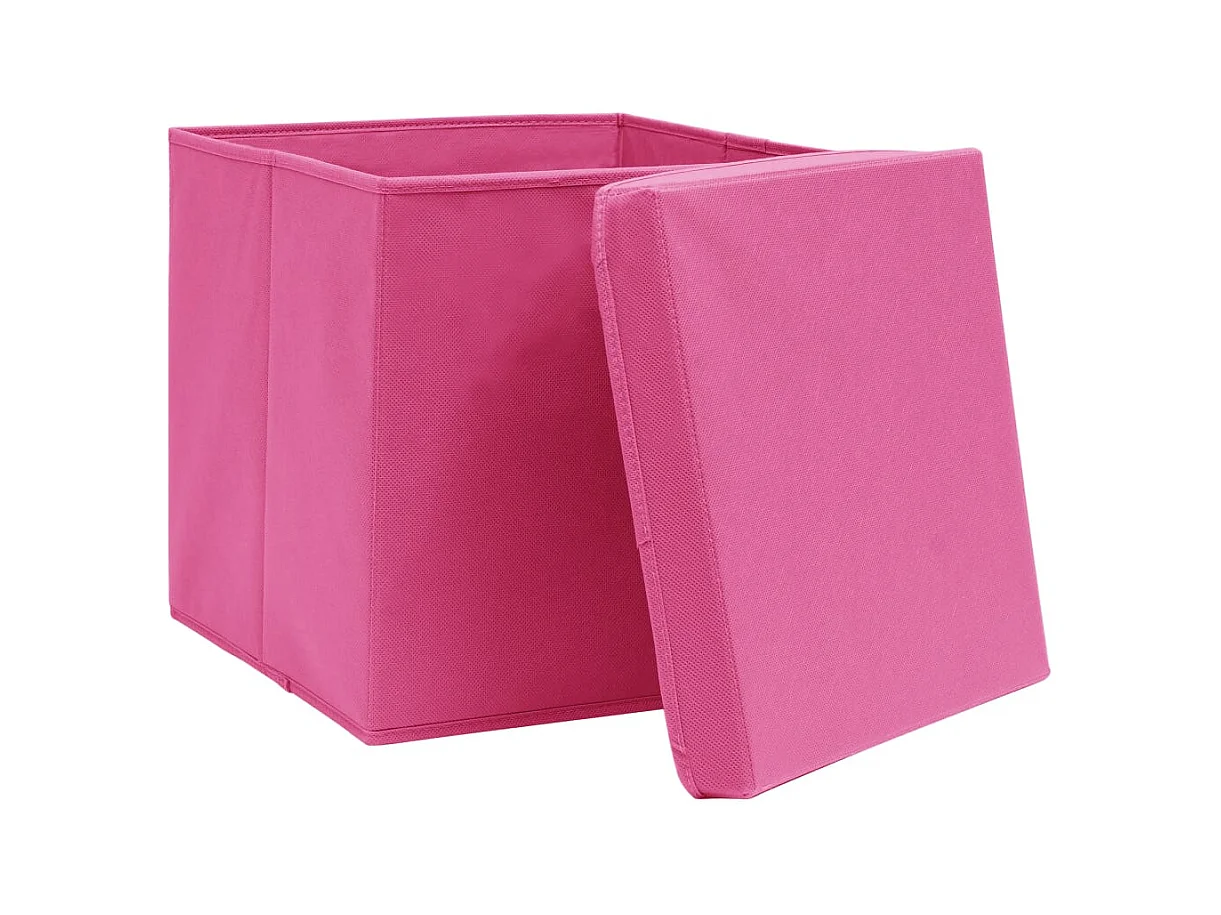 Boîtes de rangement avec couvercles 10pcs Rose 32x32x32cm Tissu
