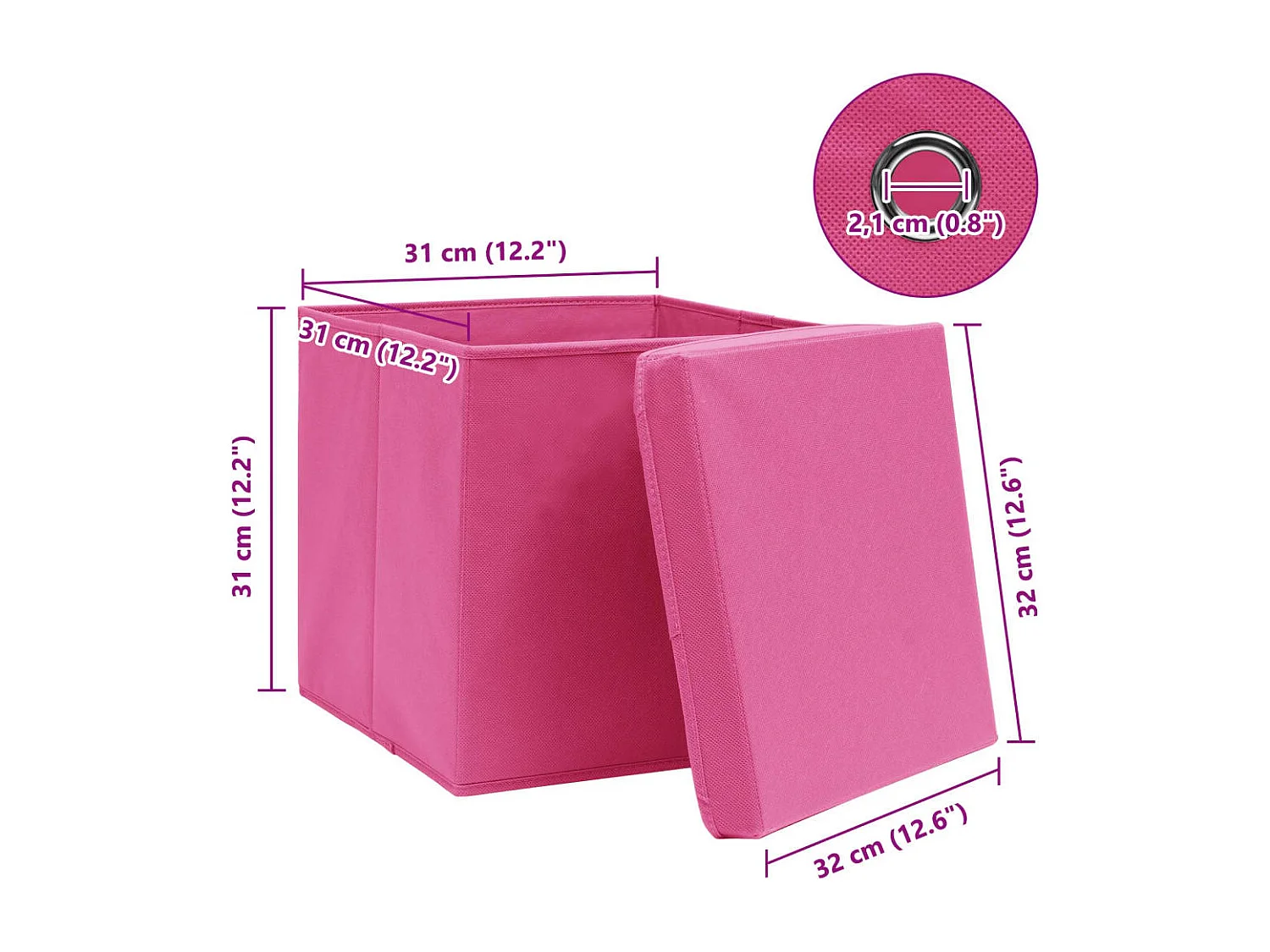 Boîtes de rangement avec couvercles 10pcs Rose 32x32x32cm Tissu