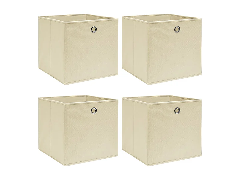Boîtes de rangement 4 pcs Crème 32x32x32 cm Tissu