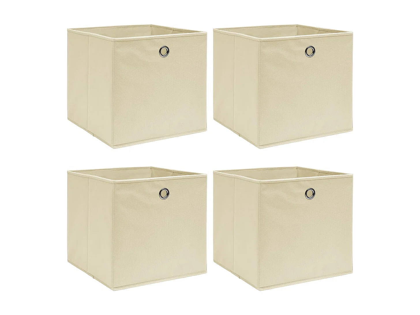 Boîtes de rangement 4 pcs Crème 32x32x32 cm Tissu