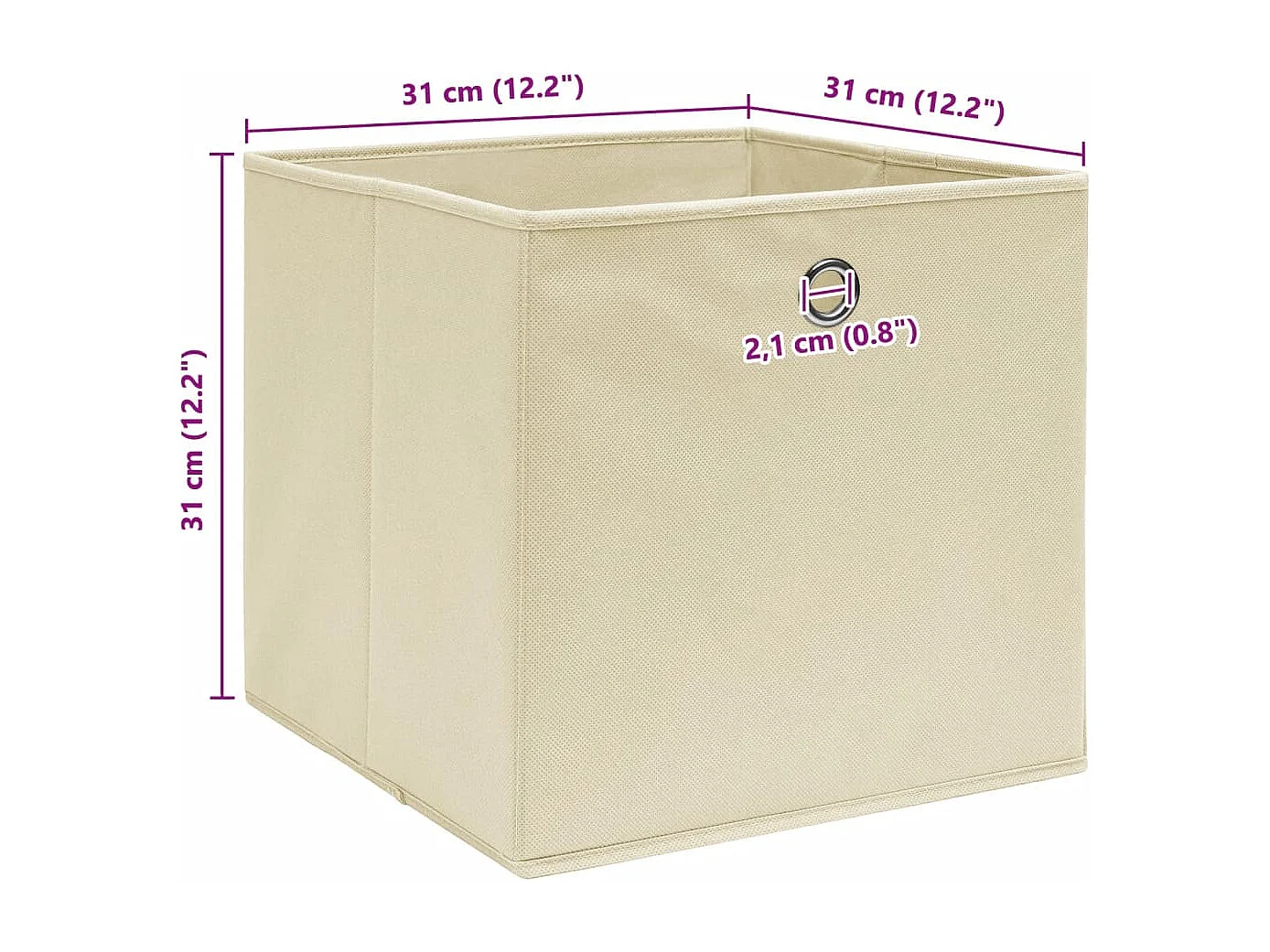 Boîtes de rangement 4 pcs Crème 32x32x32 cm Tissu