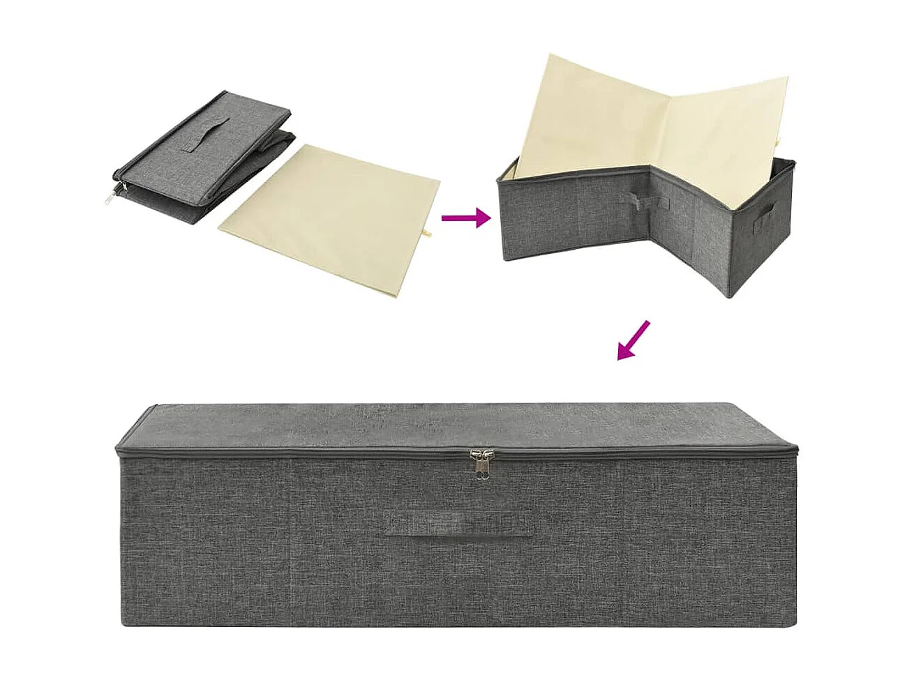 Boîtes de rangement 2 pcs Tissu 70x40x18 cm Anthracite