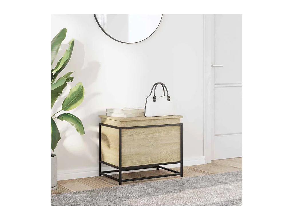 Boîte de rangement avec couvercle chêne sonoma bois ingénierie