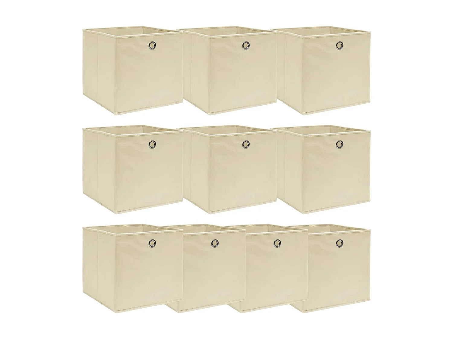 Boîtes de rangement 10 pcs Crème 32x32x32 cm Tissu
