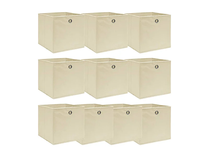 Boîtes de rangement 10 pcs Crème 32x32x32 cm Tissu