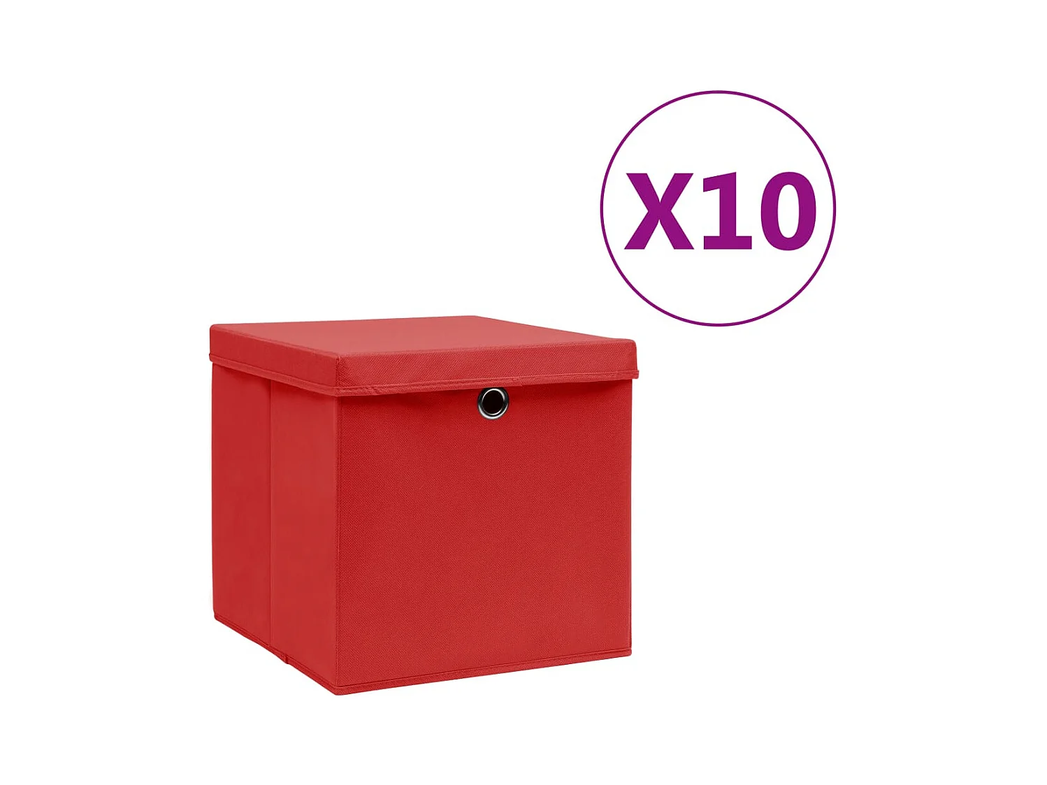 Boîtes de rangement avec couvercles 10 pcs 28x28x28 cm Rouge