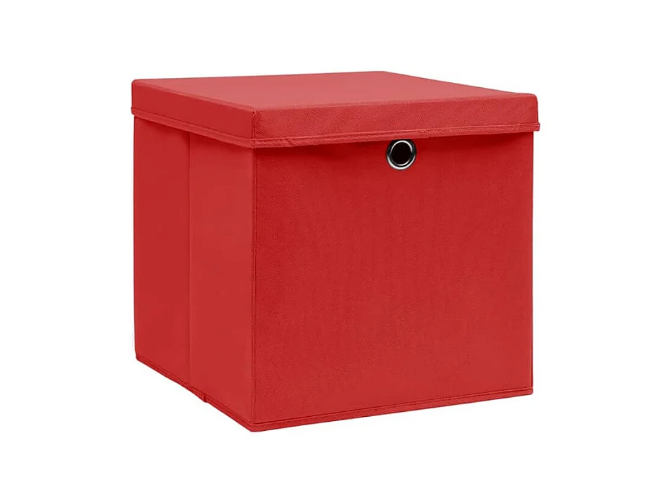 Boîtes de rangement avec couvercles 10 pcs 28x28x28 cm Rouge
