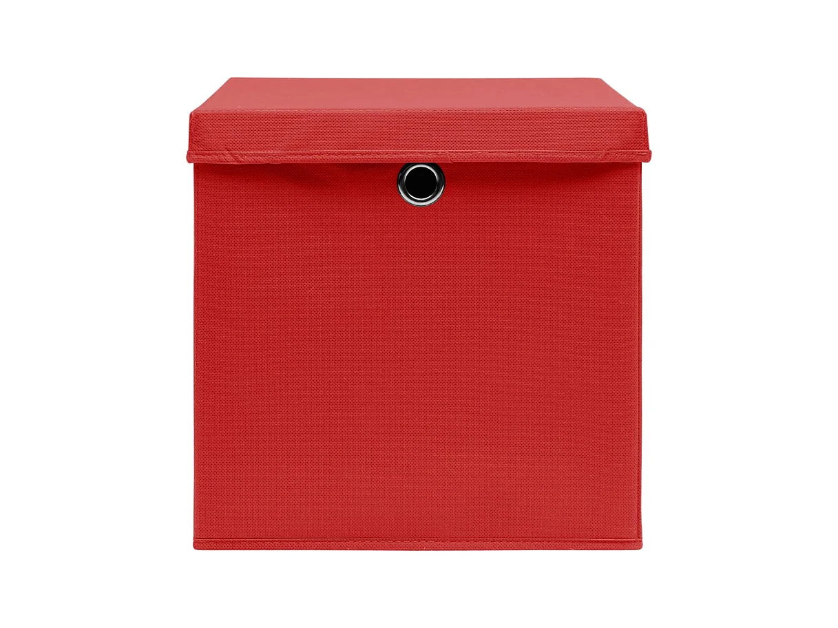 Boîtes de rangement avec couvercles 10 pcs 28x28x28 cm Rouge
