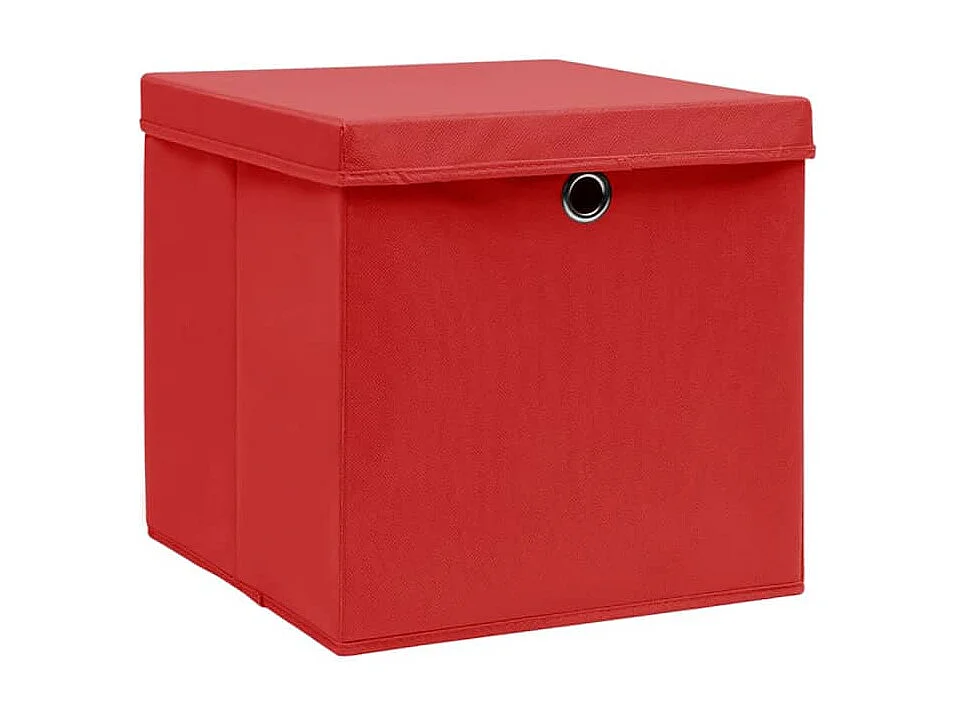 Boîtes de rangement avec couvercles 10 pcs 28x28x28 cm Rouge