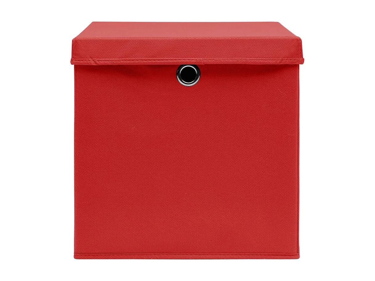 Boîtes de rangement avec couvercles 10 pcs 28x28x28 cm Rouge