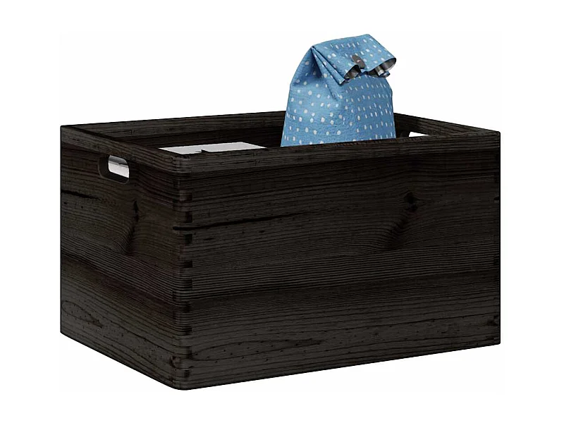 Boîte en bois avec poignées noir 40x30x23 cm bois de pin massif