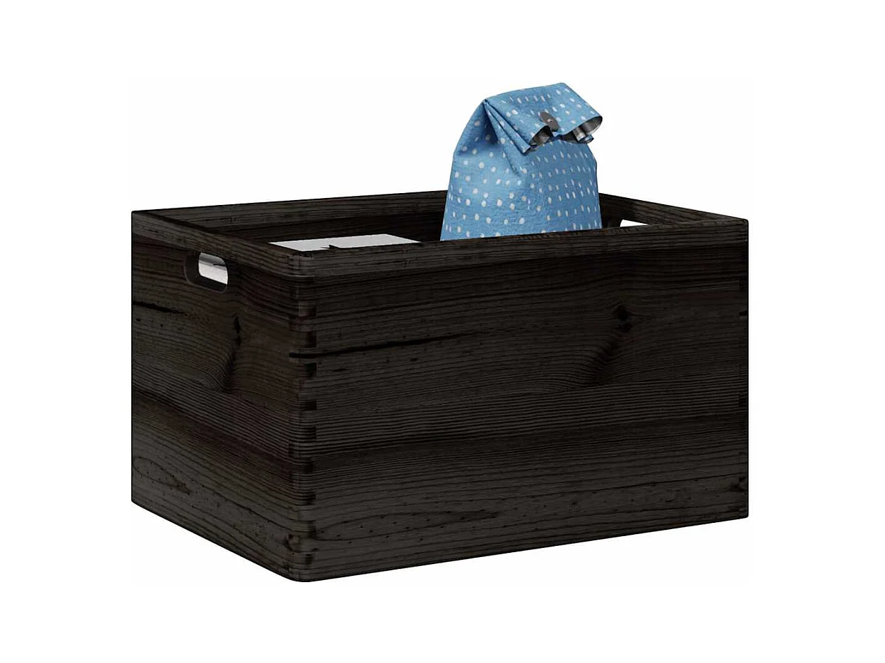 Boîte en bois avec poignées noir 40x30x23 cm bois de pin massif