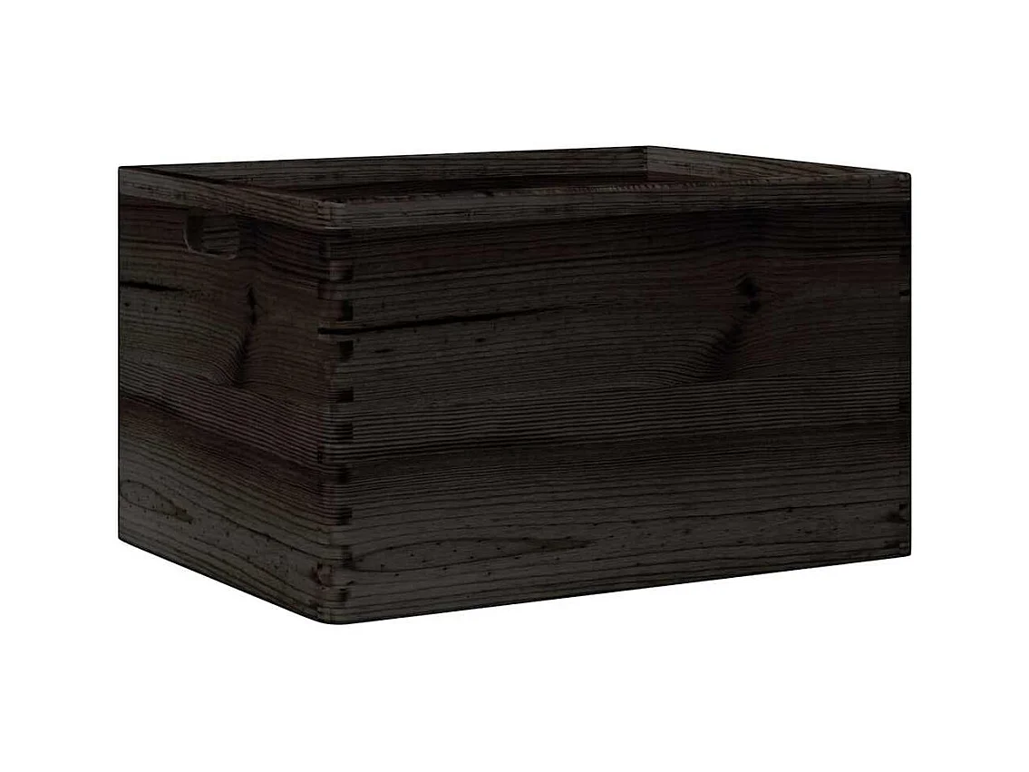 Boîte en bois avec poignées noir 40x30x23 cm bois de pin massif