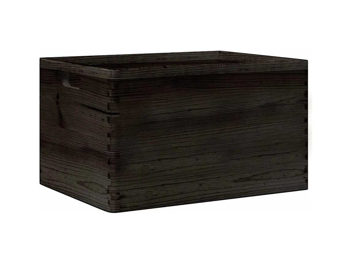 Boîte en bois avec poignées noir 40x30x23 cm bois de pin massif