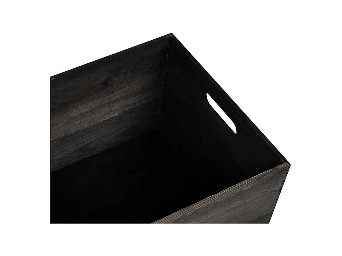 Boîte en bois avec poignées noir 40x30x23 cm bois de pin massif