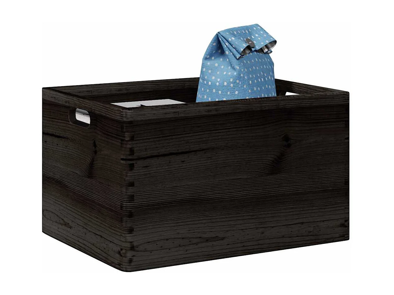 Boîte en bois avec poignées noir 40x30x23 cm bois de pin massif