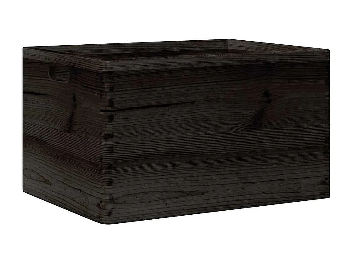 Boîte en bois avec poignées noir 40x30x23 cm bois de pin massif