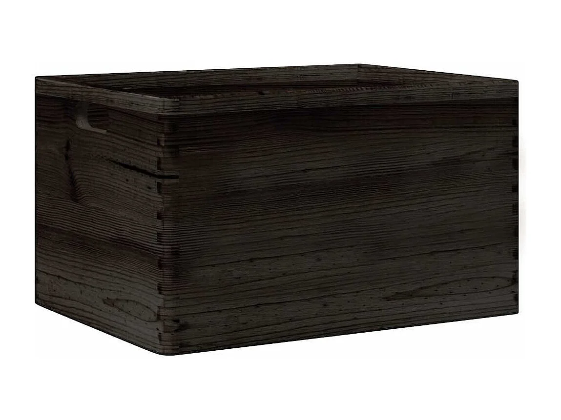 Boîte en bois avec poignées noir 40x30x23 cm bois de pin massif