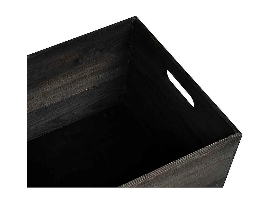Boîte en bois avec poignées noir 40x30x23 cm bois de pin massif