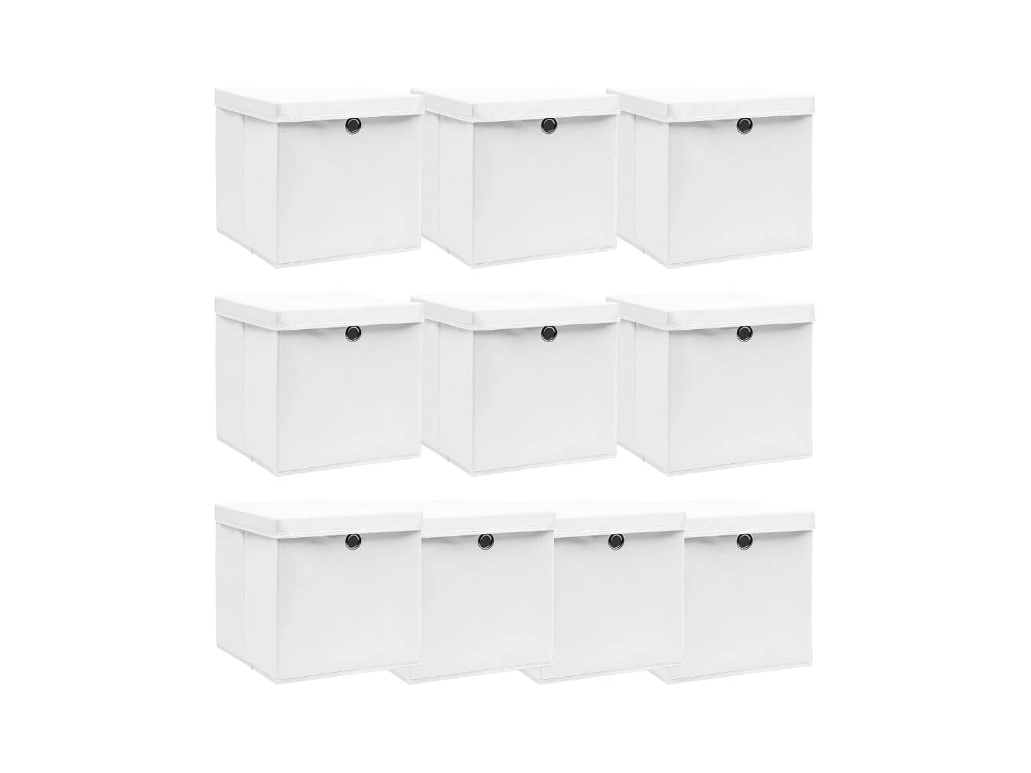 Opbergdozen met deksel 10 stuks wit 32x32x32cm stof