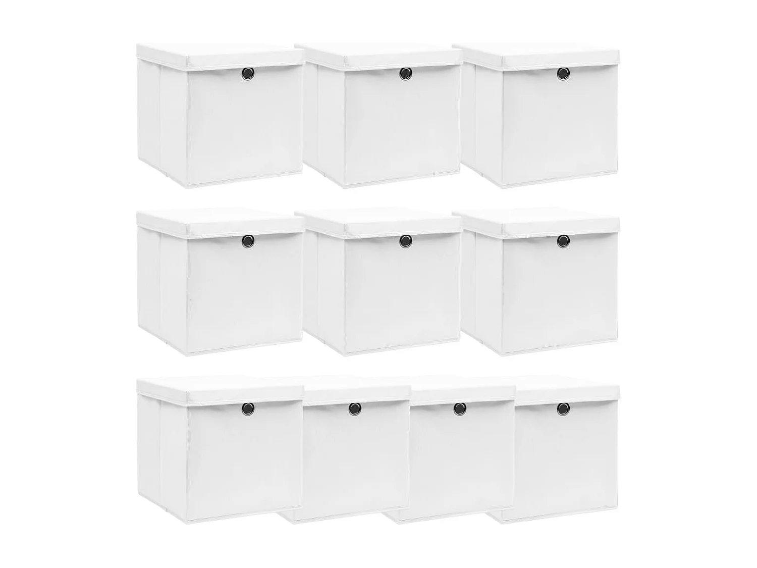 Boîtes de rangement avec couvercle 10pcs Blanc 32x32x32cm Tissu