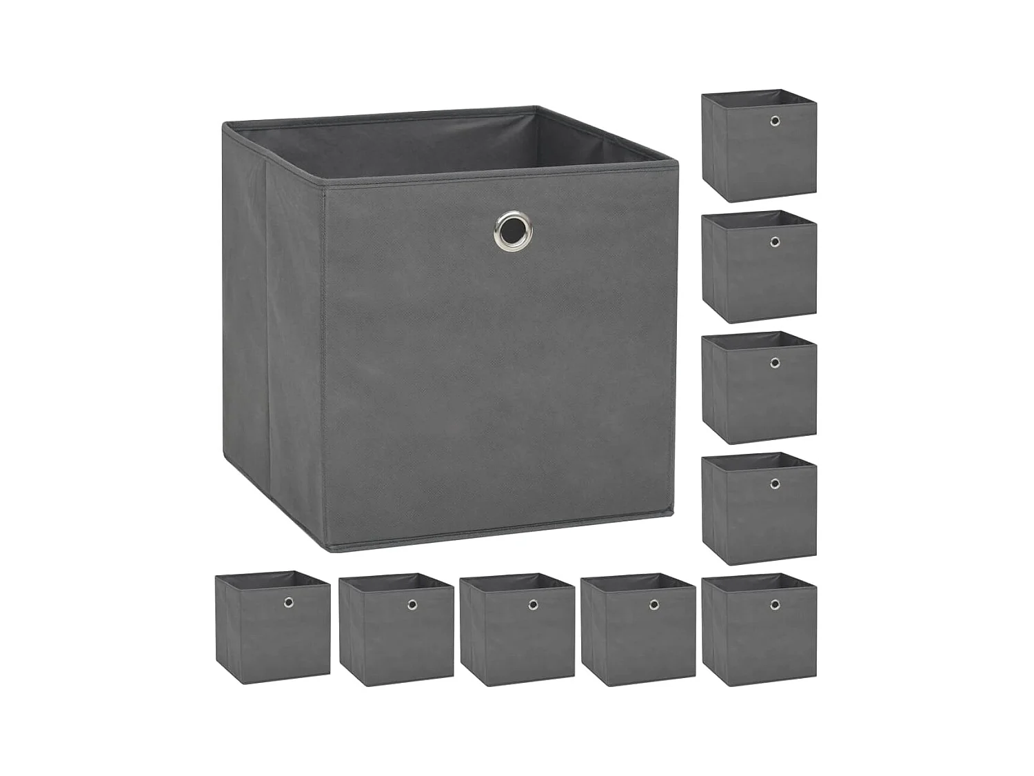 Boîte de rangement 10 pcs Tissu non-tissé 32x32x32 cm Gris