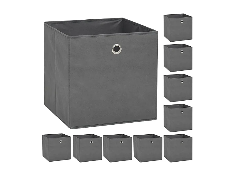 Opbergdoos 10 stuks Non-woven stof 32x32x32 cm Grijs