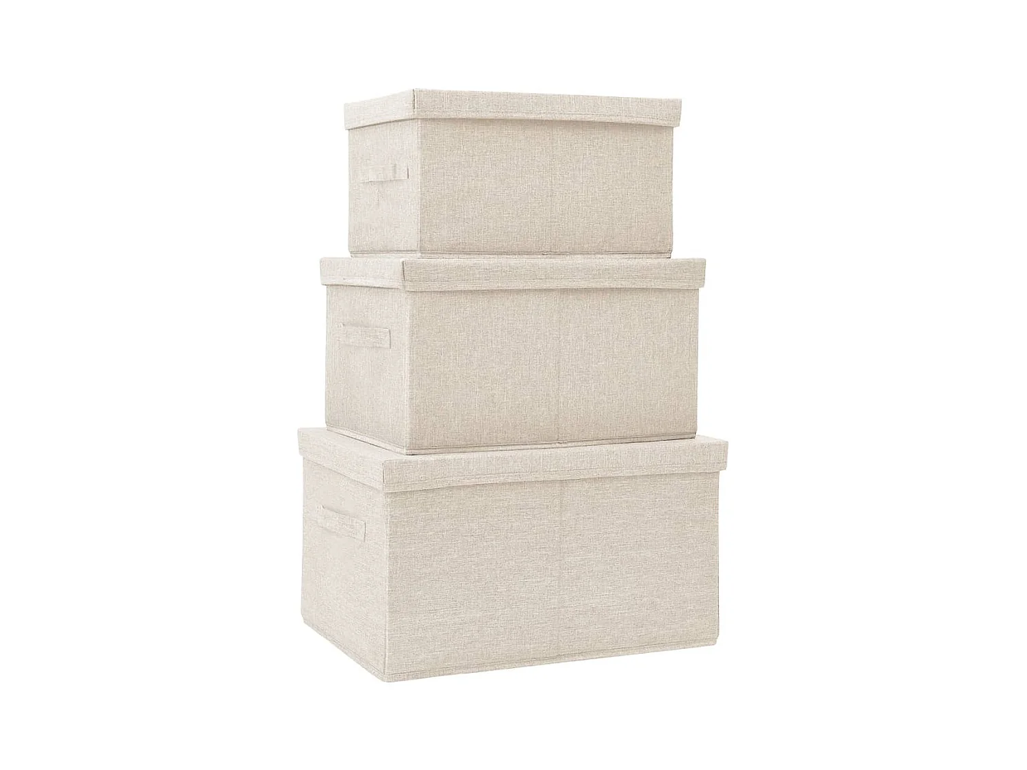Boîtes de rangement empilables 3 pcs Tissu Crème