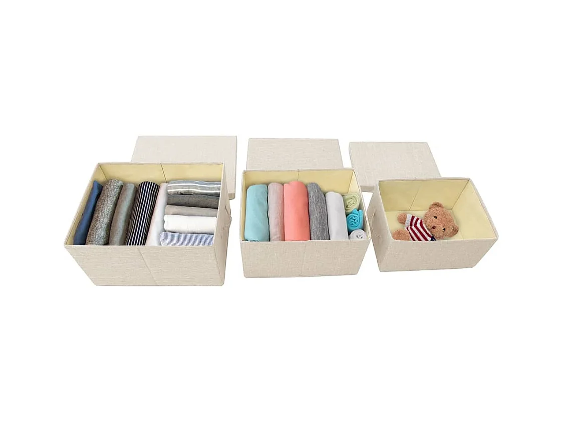 Boîtes de rangement empilables 3 pcs Tissu Crème