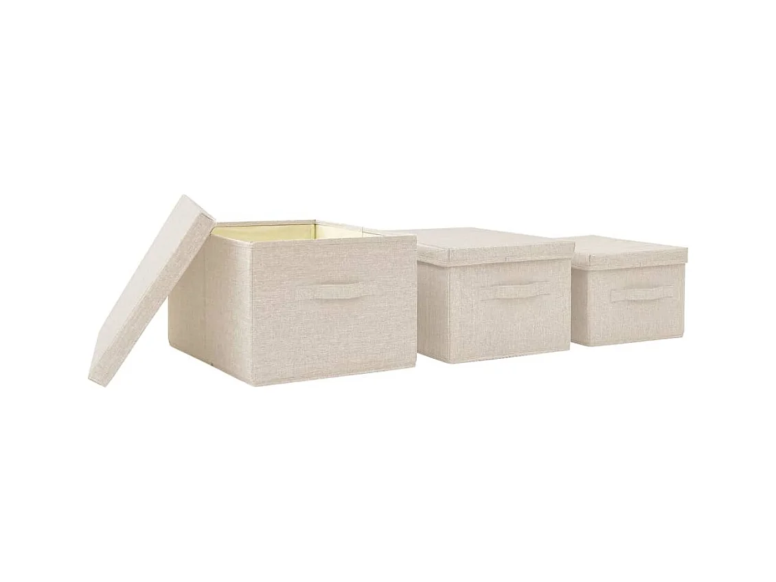 Boîtes de rangement empilables 3 pcs Tissu Crème