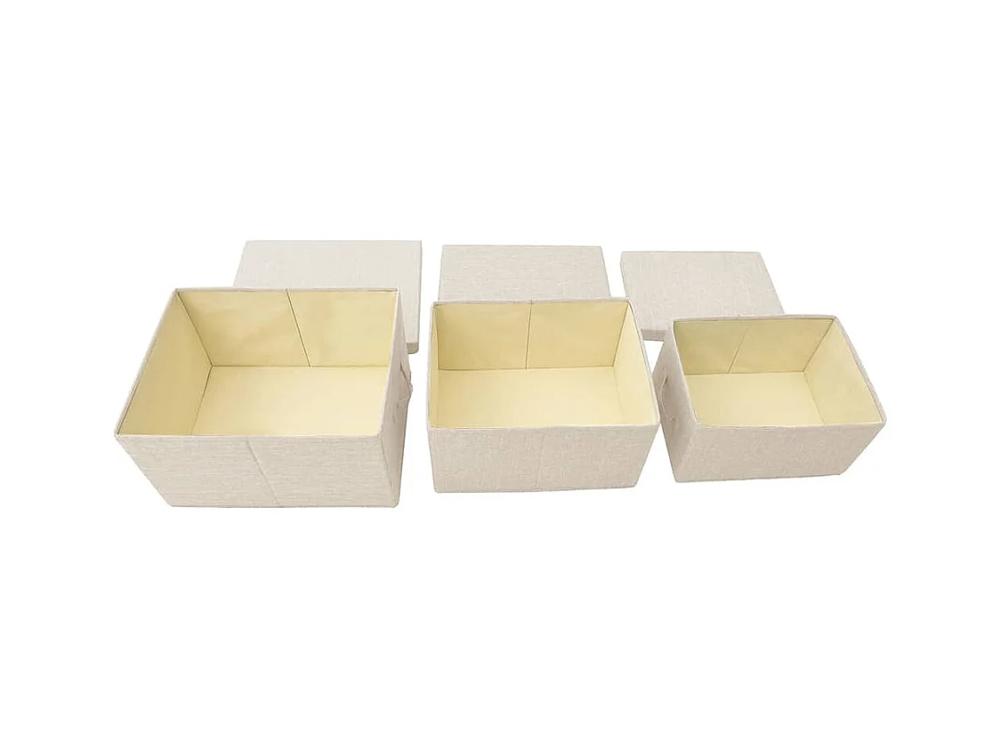 Boîtes de rangement empilables 3 pcs Tissu Crème