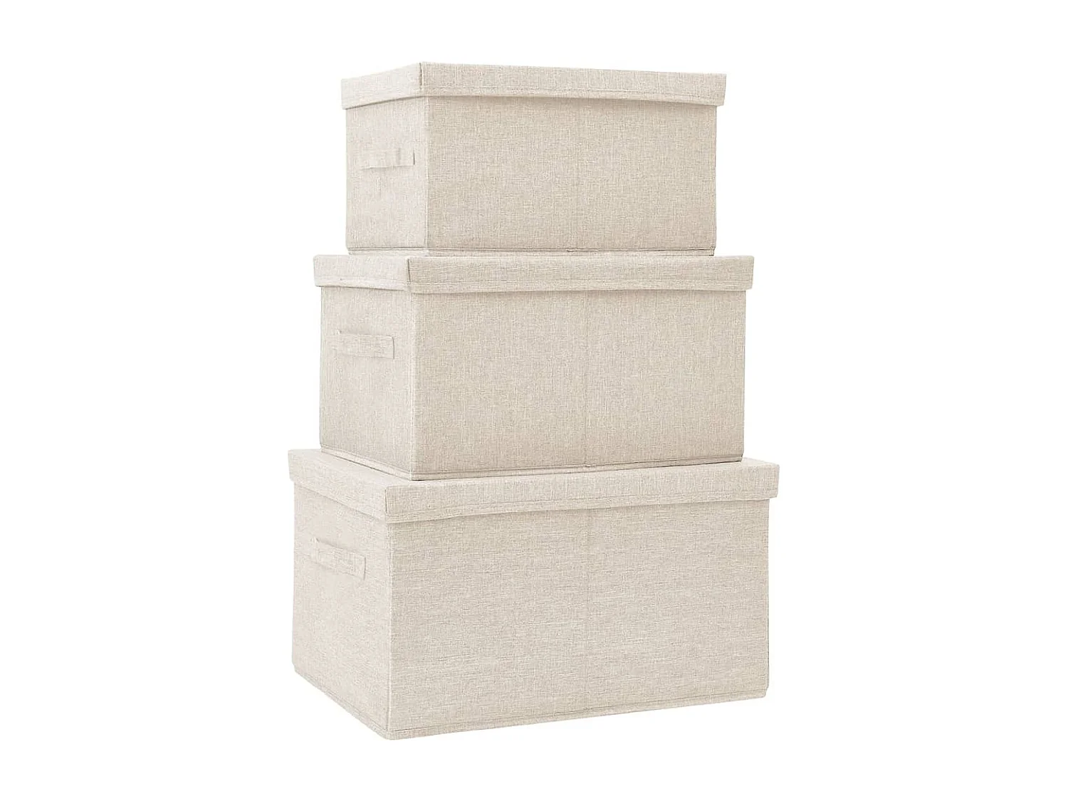 Boîtes de rangement empilables 3 pcs Tissu Crème