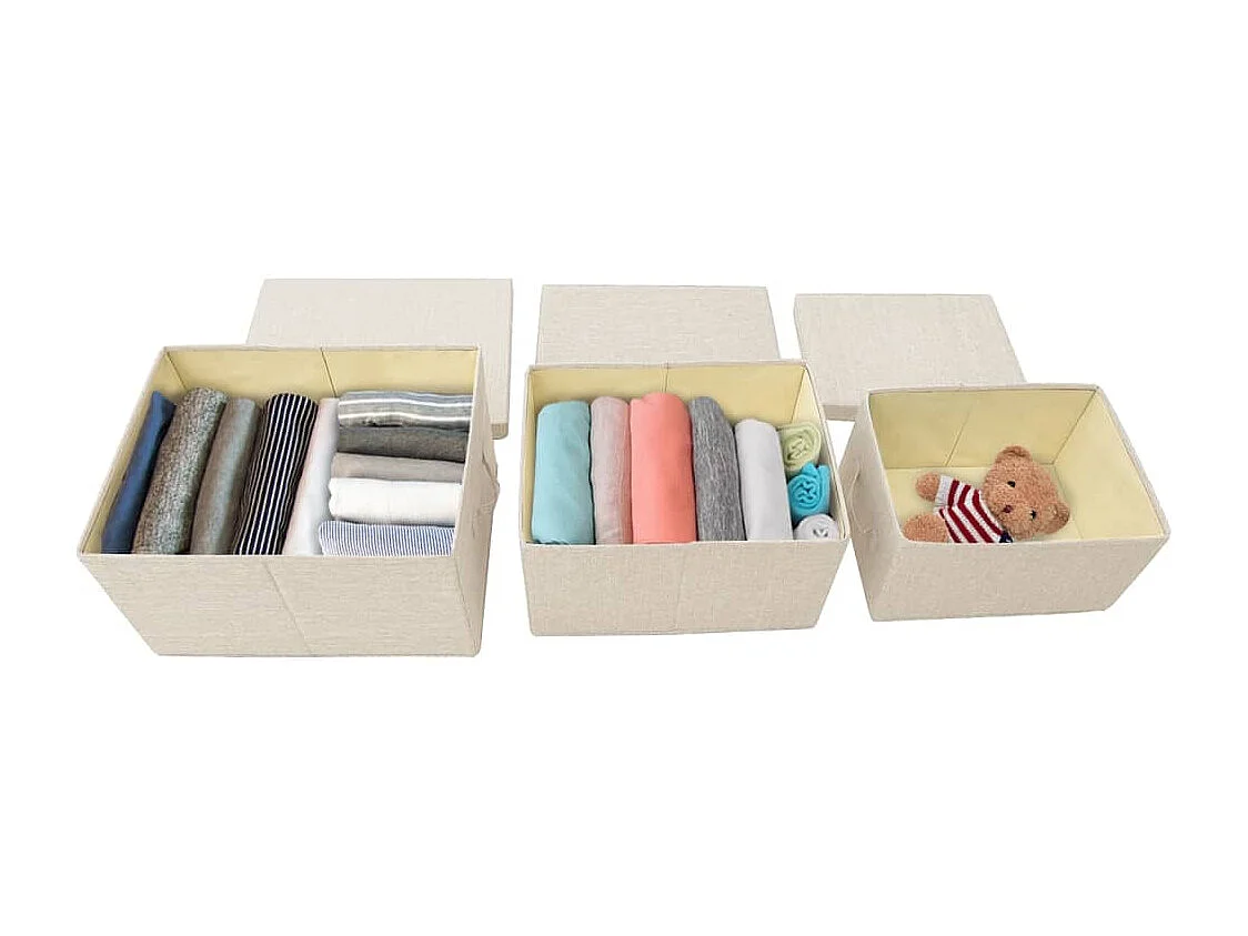 Boîtes de rangement empilables 3 pcs Tissu Crème