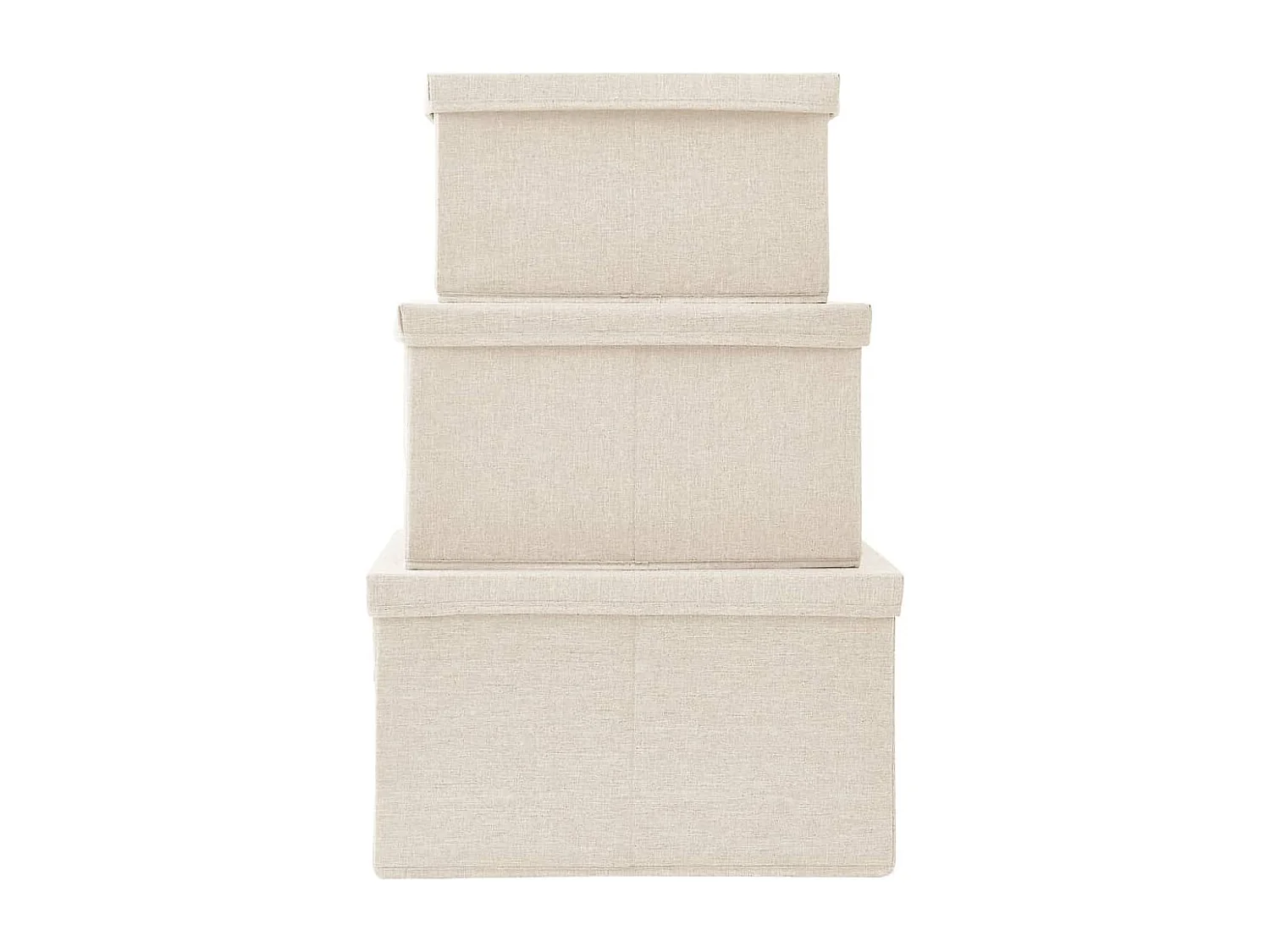 Boîtes de rangement empilables 3 pcs Tissu Crème